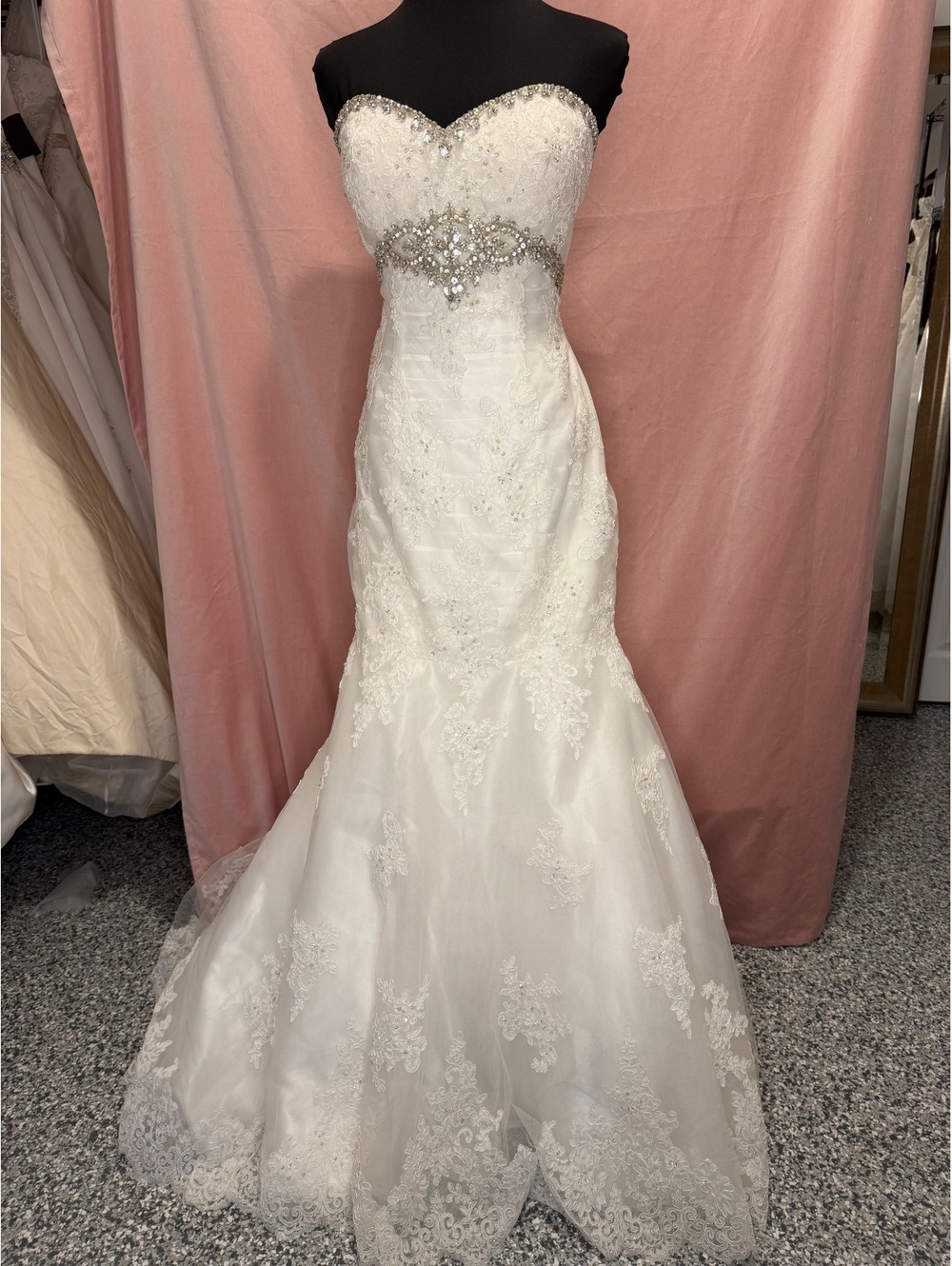 Elegant Christina Wu Strapless Ivory Lace Mermaid Wedding Dress